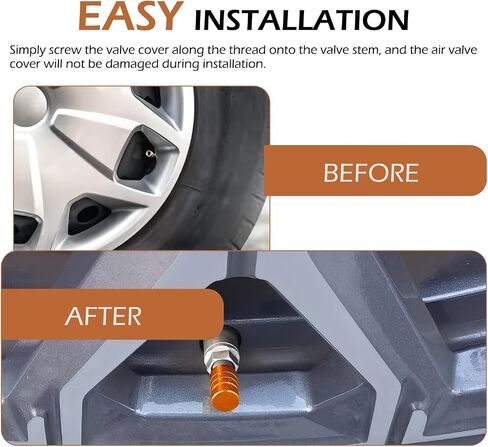 4pcs صمامات الإطارات جذع ، غطاء قبعة قبعة الصمامات من سبيكة الألومنيوم ، غطاء صمام مقاوم للتسرب ، Universal for Car Truck Motorcycle Suv Bike (Orange) in Kuwait