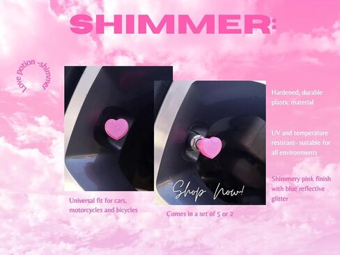 Pink Heart Shaped Tire Valve Stem Caps (Love Potion) in Saudi Arabia