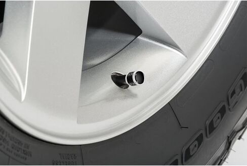 for GMC Denali Nameplate on Real Carbon Fiber Barrel Black Aluminum Tire Valve Stem Caps (Black/Silver) in Saudi Arabia