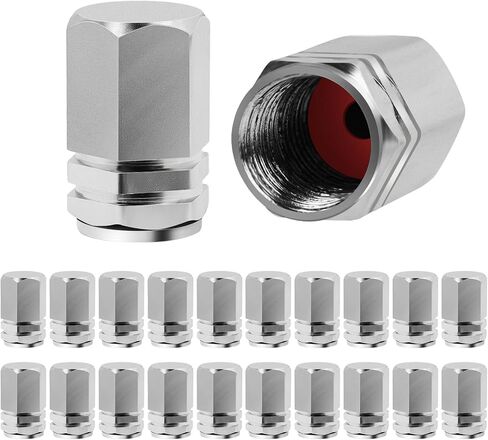 20 Pack Aluminum Tire Valve Stem Caps Hexagon Dust Proof and Leak Proof Valve Covers for Cars Trucks SUVs Motorcycles Bikes in Kuwait