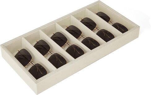 2PCS Sunglass Organizer - 6 Grids Sunglasses Storage Glasses Organizer, Velvet Jewelry Tray for Glasses Rings Necklaces Bracelet Watch, Eyeglass Tray for Women and Men in Saudi Arabia