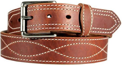 Men's Harness Leather Work Belt - 1 1/2" w/Decorative Figure 8 Stitching in Saudi Arabia