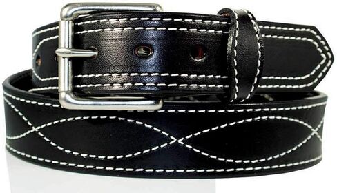 Men's Harness Leather Work Belt - 1 1/2" w/Decorative Figure 8 Stitching in Saudi Arabia