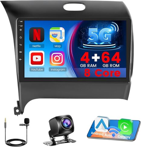 [8-Core 4+64G] Ohradio Android 13 for Kia Forte Cerato K3 2013-2018 ستيريو السيارة، راديو CarPlay اللاسلكي Android Auto، شاشة لمس 9 بوصة راديو السيارة GPS مرآة رابط واي فاي كاميرا احتياطية بلوتوث FM RDS in Kuwait