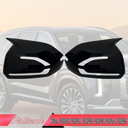 Side Mirror Cover,for Hyundai Palisade 2020 2021 2022 2023 2024 2025，2PCS Horned Turn Signal housing Cover Sets car Accessories -Bright Black in Saudi Arabia