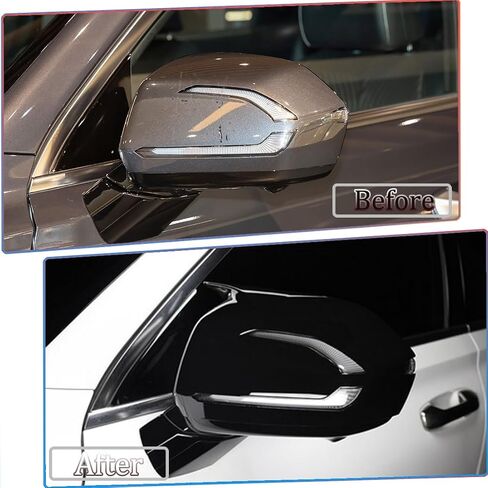 Side Mirror Cover,for Hyundai Palisade 2020 2021 2022 2023 2024 2025，2PCS Horned Turn Signal housing Cover Sets car Accessories -Bright Black in Saudi Arabia
