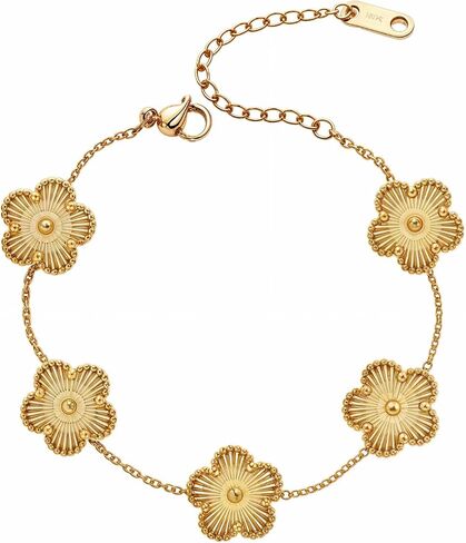 Gold Four Leaf Flower Bracelet for Women | Adjustable Designer Bracelets for Women | Lovely Gift in Saudi Arabia