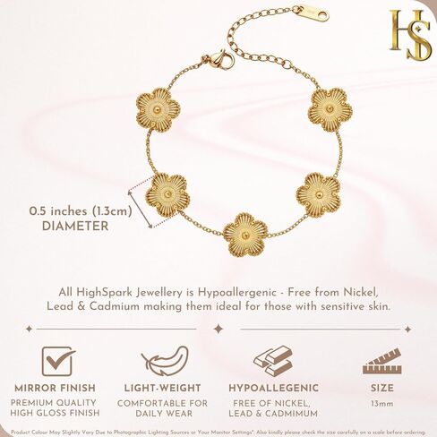 Gold Four Leaf Flower Bracelet for Women | Adjustable Designer Bracelets for Women | Lovely Gift in Saudi Arabia