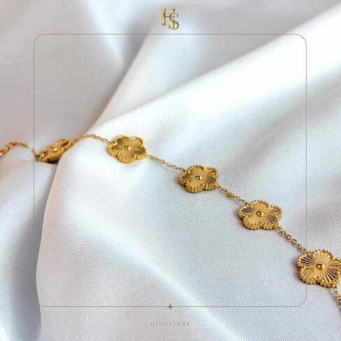 Gold Four Leaf Flower Bracelet for Women | Adjustable Designer Bracelets for Women | Lovely Gift in Saudi Arabia