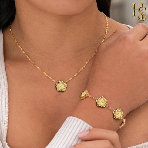 Gold Four Leaf Flower Bracelet for Women | Adjustable Designer Bracelets for Women | Lovely Gift in Saudi Arabia