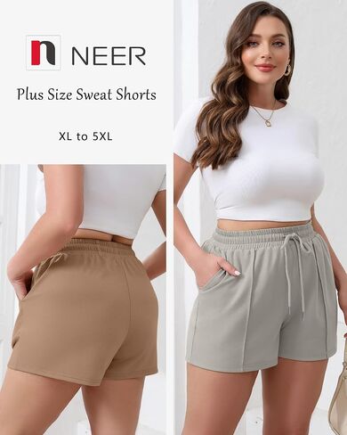 شورتات عرق في Neer 3 Pack Women Plus ، شورتات الرباط مع قاع الركض الرياضي في الجيب الصيفي in Saudi Arabia