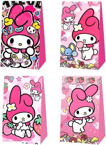 12pcs Kawaii and pink friends Party Favor Gift Bags Goodie Bags, Kawaii and Melody Party Supplies for Kids Birthday Decorations in Kuwait
