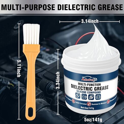 Astravox Silicone Diealectric Grease للموصلات الكهربائية للسيارات ، الشحوم الجدلية مع فرشاة ، قابس شرارة ، حلقات O ، مقاومة للماء البحرية والمقاومة للحرارة وعزلها (1pcs) in Saudi Arabia