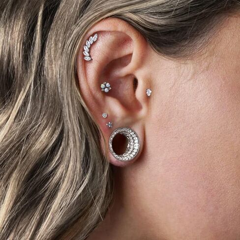 Casvort 2 PCS Hypoallergenic 8mm-20mm Classic مليء بالزركونيا المفردة الأذن أنفاق الأذن عتيقة النحاس متعدد الاستخدامات مجوهرات جسم الزفاف in Kuwait