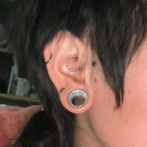 Casvort 2 PCS Hypoallergenic 8mm-20mm Classic مليء بالزركونيا المفردة الأذن أنفاق الأذن عتيقة النحاس متعدد الاستخدامات مجوهرات جسم الزفاف in Kuwait