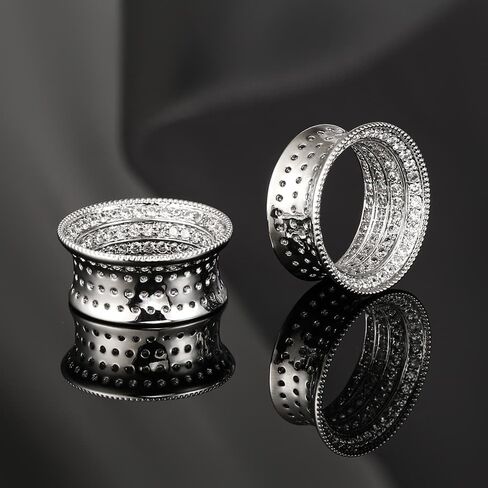 Casvort 2 PCS Hypoallergenic 8mm-20mm Classic مليء بالزركونيا المفردة الأذن أنفاق الأذن عتيقة النحاس متعدد الاستخدامات مجوهرات جسم الزفاف in Kuwait