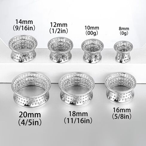 Casvort 2 PCS Hypoallergenic 8mm-20mm Classic مليء بالزركونيا المفردة الأذن أنفاق الأذن عتيقة النحاس متعدد الاستخدامات مجوهرات جسم الزفاف in Kuwait