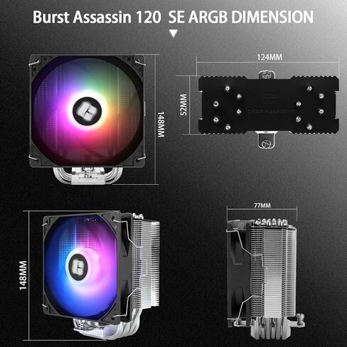 مبرد هواء وحدة المعالجة المركزية Thermalright Burst Assassin 120 SE، 6 أنابيب حرارية، TL-C12C PWM مبرد وحدة المعالجة المركزية بمروحة هادئة مع سرعة 1550 دورة في الدقيقة، لـ AM4/AM5 & Intel LGA1851/1700/1150/1151/1200، مبرد وحدة المعالجة المركزية للكمبيوتر  in Saudi Arabia