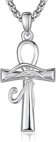 ADMETUS Ankh Cross Necklace Sterling Silver Scarab Necklace Eye of Horus Necklace for Men Egyptian Ankh Pendant Jewelry Gifts for Men in Kuwait