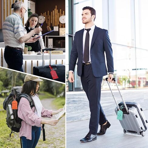 علامات الأمتعة Mayski لحقائب 3 علامات حقيبة حقيبة ، معتمدة من TSA ، مشبك معدني ، علامات حقيبة مع بطاقة هوية الاسم الأساسية ، Red Global in Kuwait