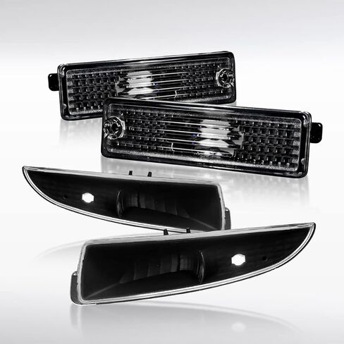 Autozensation Compatible with Chevy Camaro Z28 SS 1993-2002, Black Housing Clear Lens Bumper Lights and Rear Side Marker, L+R Pair Assembly in Saudi Arabia