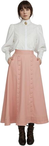 Victorian Blouse Women Puff Sleeve Blouse Button Down Ruffle Dressy Shirts Tops in Saudi Arabia