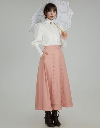 Victorian Blouse Women Puff Sleeve Blouse Button Down Ruffle Dressy Shirts Tops in Saudi Arabia