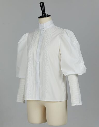 Victorian Blouse Women Puff Sleeve Blouse Button Down Ruffle Dressy Shirts Tops in Saudi Arabia