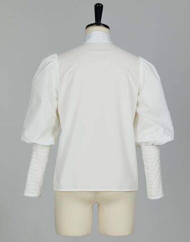 Victorian Blouse Women Puff Sleeve Blouse Button Down Ruffle Dressy Shirts Tops in Saudi Arabia