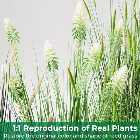 Faux 4ft 2-Pack Horsetail Reed Grass with Green Spikes, 48in Tall Indoor Outdoor Fake Grass in Pot, Home Office Decorative Artificial Plant & Greenery, Wedding Decor Bristlegrass in Kuwait