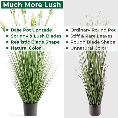 Faux 4ft 2-Pack Horsetail Reed Grass with Green Spikes, 48in Tall Indoor Outdoor Fake Grass in Pot, Home Office Decorative Artificial Plant & Greenery, Wedding Decor Bristlegrass in Kuwait