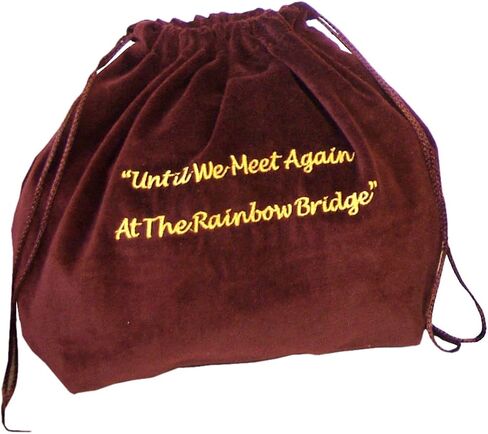 Small Burgundy Rainbow Bridge Velvet Cremation Urn Bag - Velvet Cotton Bag for Urn - Small Size 9"L x 6"W x 9"H - Great for Holding a Pet Urn Measuring 7"H or Smaller in Kuwait