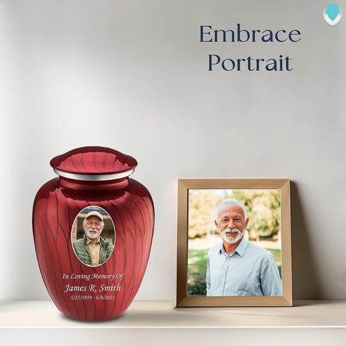 Geturns احتضان جرات حرق جثث الصورة الصغيرة للرماد البشري I Pearl Candy Red Photo Urn للرجال والنساء أنا 44 رطلاً in Kuwait