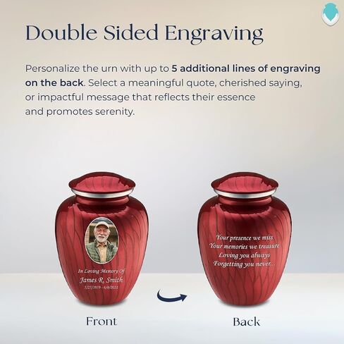 Geturns احتضان جرات حرق جثث الصورة الصغيرة للرماد البشري I Pearl Candy Red Photo Urn للرجال والنساء أنا 44 رطلاً in Kuwait