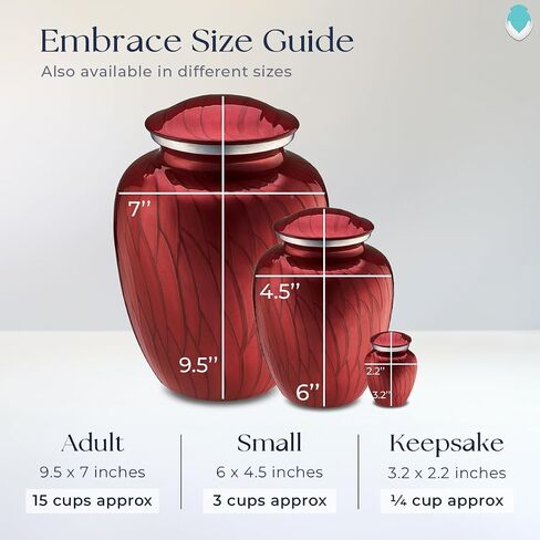 Geturns احتضان جرات حرق جثث الصورة الصغيرة للرماد البشري I Pearl Candy Red Photo Urn للرجال والنساء أنا 44 رطلاً in Kuwait