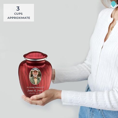 Geturns احتضان جرات حرق جثث الصورة الصغيرة للرماد البشري I Pearl Candy Red Photo Urn للرجال والنساء أنا 44 رطلاً in Kuwait