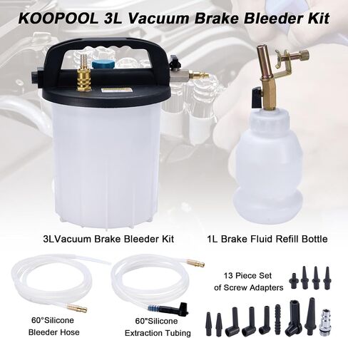 2L Vacuum Brake Bleeder Kit, Pneumatic Brake Fluid & Clutch Bleeding Extractor with 1L Refilling Bottle in Kuwait