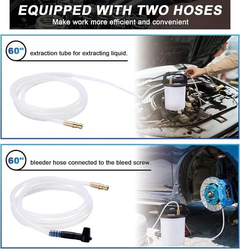 2L Vacuum Brake Bleeder Kit, Pneumatic Brake Fluid & Clutch Bleeding Extractor with 1L Refilling Bottle in Kuwait