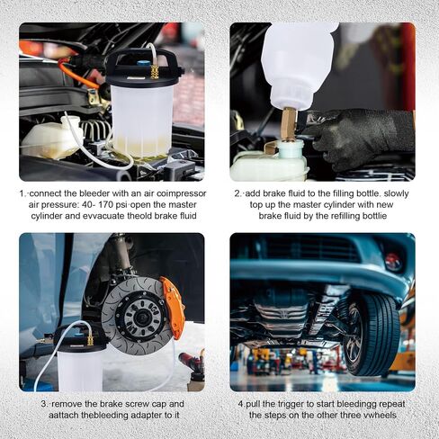 2L Vacuum Brake Bleeder Kit, Pneumatic Brake Fluid & Clutch Bleeding Extractor with 1L Refilling Bottle in Kuwait
