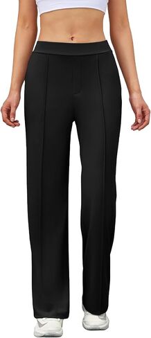 Women's Straight Leg Pants Strech Business Casual Pants High Waisted Work Dress Office Trousers with Pockets in Saudi Arabia