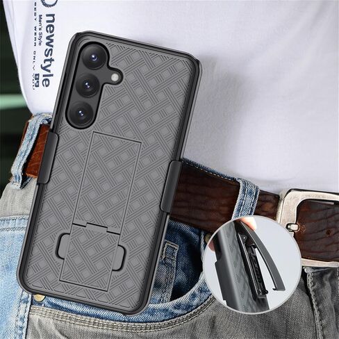 حافظة سامسونج جالاكسي S22 الترا 5G، حافظة HIDAHE Galaxy S22 Ultra بمشبك حزام، حافظة رفيعة مع مسند بمشبك حزام دوار، غطاء واقٍ متين لإصدار S22 Ultra 5G 2022، أسود in Kuwait