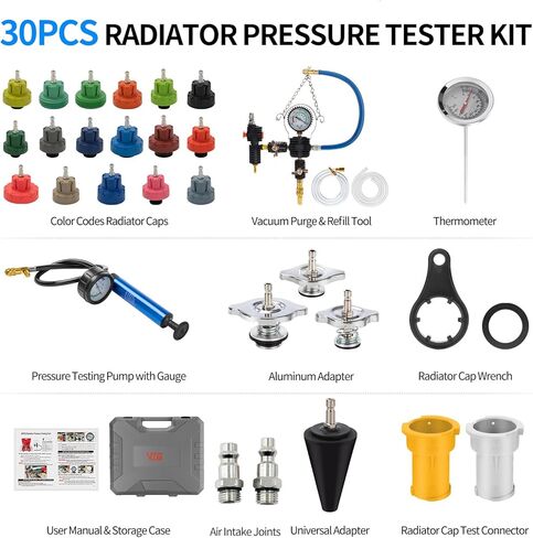 28PCS Coolant Pressure Tester & Vacuum Refill Kit,Radiator Pump Pressure Tester Kit for Automotive Cooling System Water Tank Leakage Detection in Kuwait