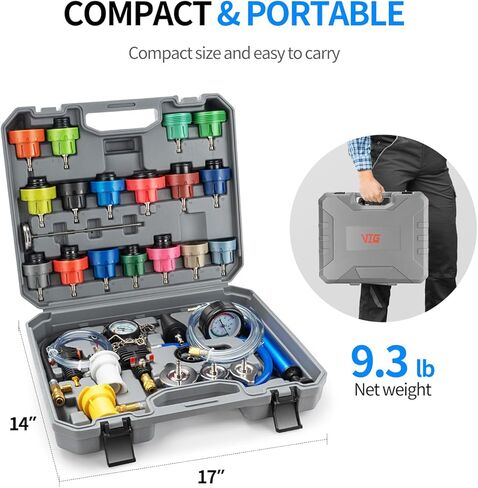 28PCS Coolant Pressure Tester & Vacuum Refill Kit,Radiator Pump Pressure Tester Kit for Automotive Cooling System Water Tank Leakage Detection in Kuwait