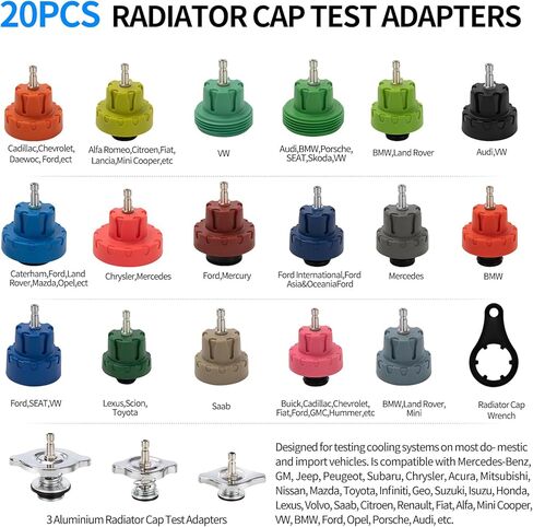 28PCS Coolant Pressure Tester & Vacuum Refill Kit,Radiator Pump Pressure Tester Kit for Automotive Cooling System Water Tank Leakage Detection in Kuwait