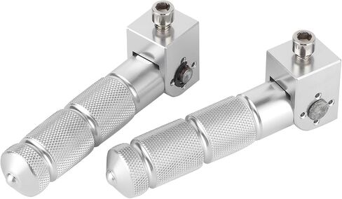 Aluminum Motorcycle Foot Pegs, 90 Degree Folding Support Rod 2Pcs Universal 8MM Pedals, with Rebound Front and Fixed Rear, for (Silver) in Saudi Arabia