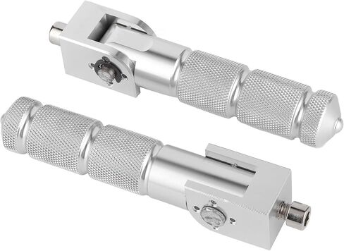 Aluminum Motorcycle Foot Pegs, 90 Degree Folding Support Rod 2Pcs Universal 8MM Pedals, with Rebound Front and Fixed Rear, for (Silver) in Saudi Arabia