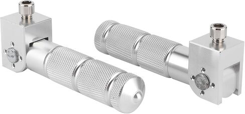 Aluminum Motorcycle Foot Pegs, 90 Degree Folding Support Rod 2Pcs Universal 8MM Pedals, with Rebound Front and Fixed Rear, for (Silver) in Saudi Arabia