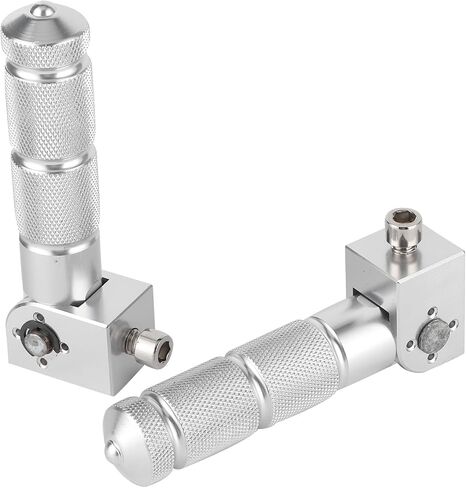 Aluminum Motorcycle Foot Pegs, 90 Degree Folding Support Rod 2Pcs Universal 8MM Pedals, with Rebound Front and Fixed Rear, for (Silver) in Saudi Arabia