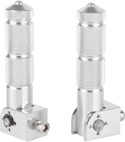 Aluminum Motorcycle Foot Pegs, 90 Degree Folding Support Rod 2Pcs Universal 8MM Pedals, with Rebound Front and Fixed Rear, for (Silver) in Saudi Arabia