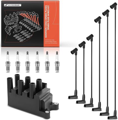 لفائف الإشعال 1-Premium 1 مع 6 أسلاك قابس شرارة و 6 شمعات شرارة Iridium متوافقة مع Ford Ranger 2001-2003 V6 3.0L & Mazda B3000 2001 V6 3.0L ، Flex in Saudi Arabia